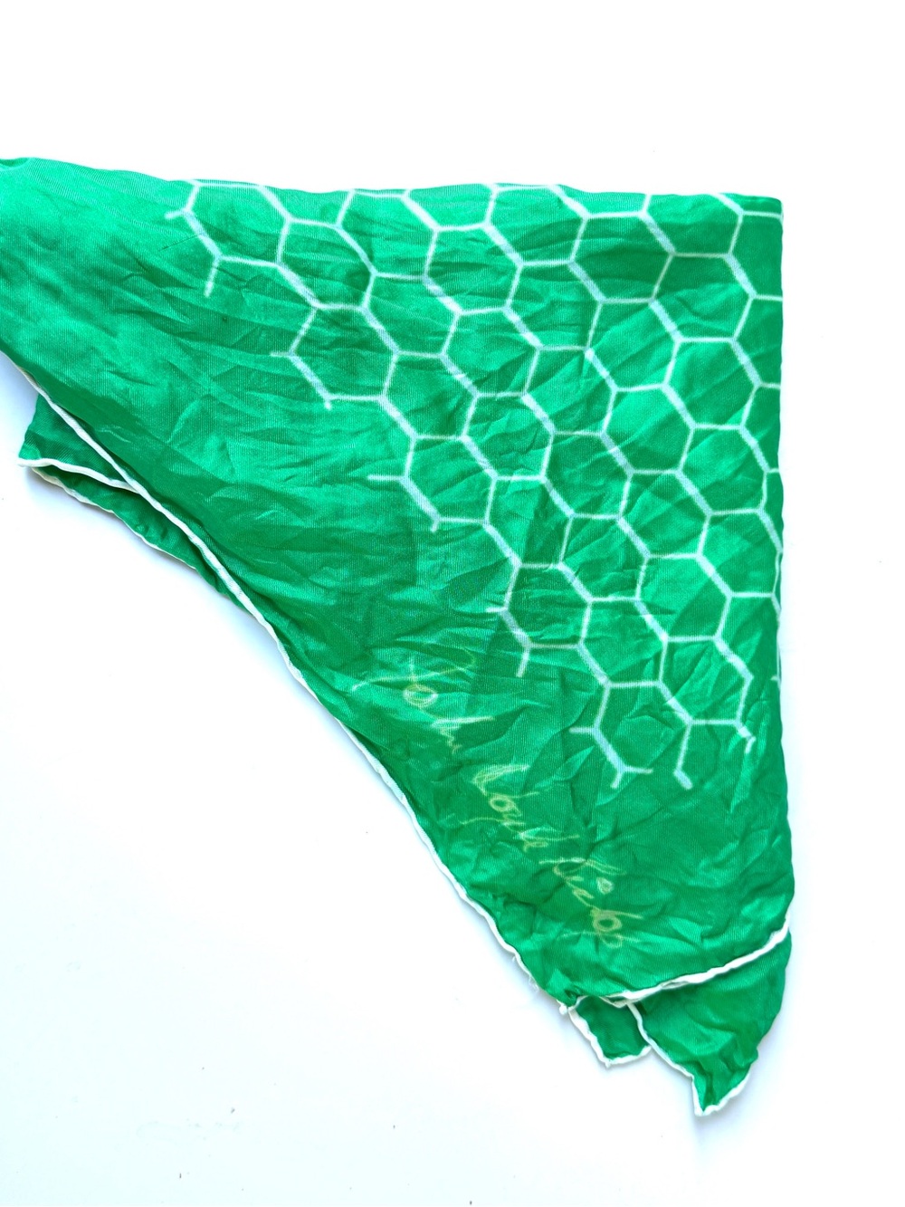Vintage 1960s John Doyle Bishop Chicken Wire Scarf, Green Silk